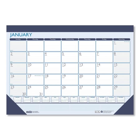 House Of Doolittle 100% Recycled Contempo Desk Pad Calendar, 18.5 x 13, Blue, 2022 1516